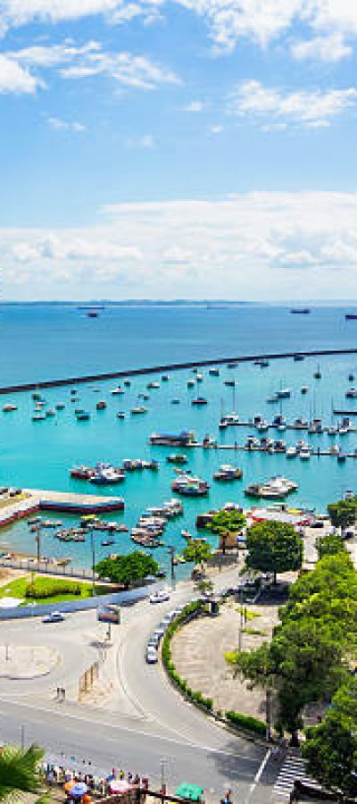 View of All Saints Bay (Baia de Todos os Santos) in Salvador, Bahia, Brazil.