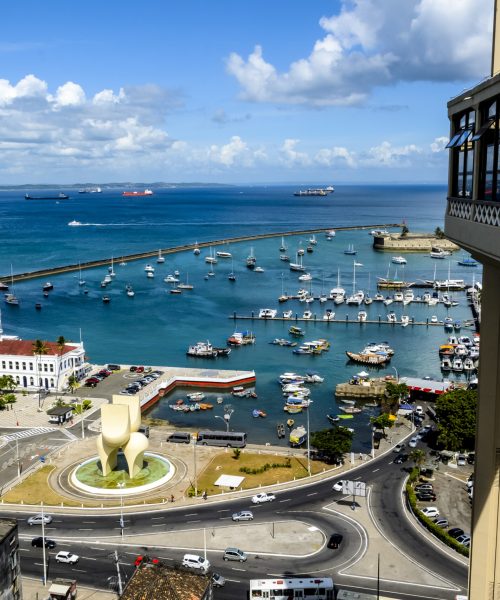 Salvador, Bahia, Brazil - January 16, 2015: View from the top of Todos Santos Bay in Salvador, capital of Bahia, state of Brazil.